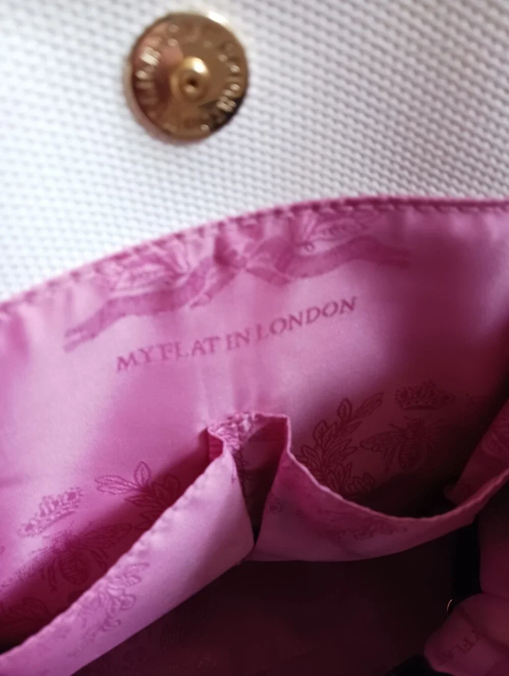 My Flat London CREED  Tote Bag with Black Bow - Cream and Black